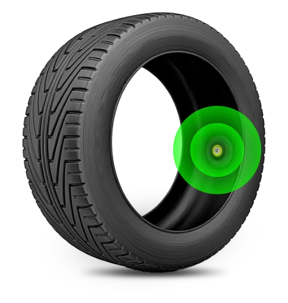 Revvo tire sensor mounted inside a commercial tire