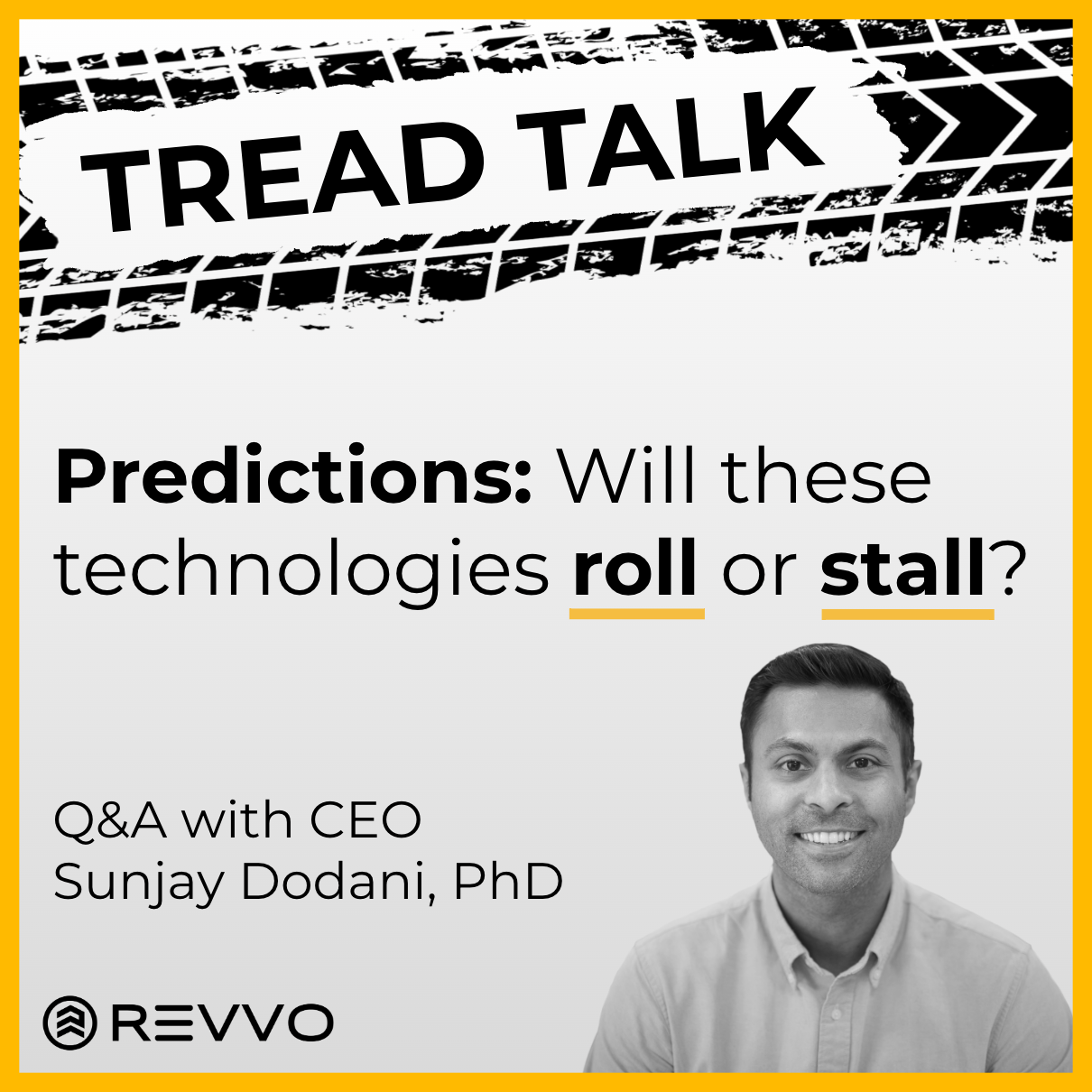 Promotional graphic for technology predictions Q&amp;A event.